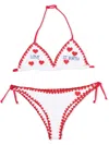 Mc 2 Saint Barth White And Red Knitted Bikini In Bianco