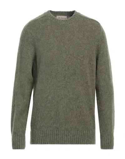 Mc George Man Sweater Military Green Size 44 Wool In Metallic