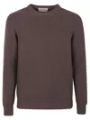 Mc George Textured Ribbed Wool Sweater With Classic Crew Neckline In Brown