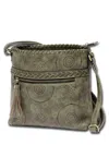 Mc Handbags Women's Vegan Leather With Laser Cut Crossbody Bag In Olive In Green
