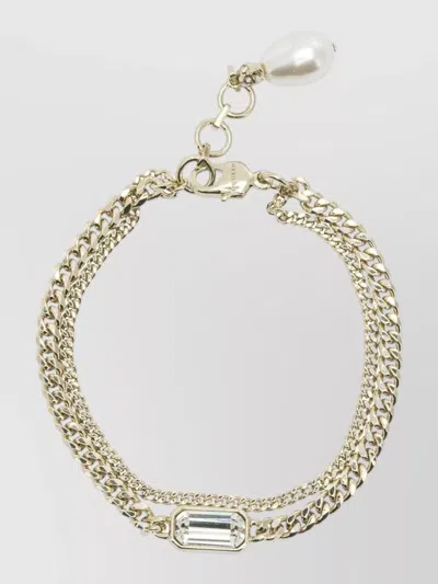 Mc Queen Chain Link Bracelet Pearl Charm Crystal