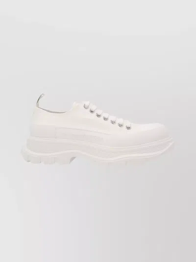 Mc Queen Chunky Sole Round Toe Canvas Sneakers In White