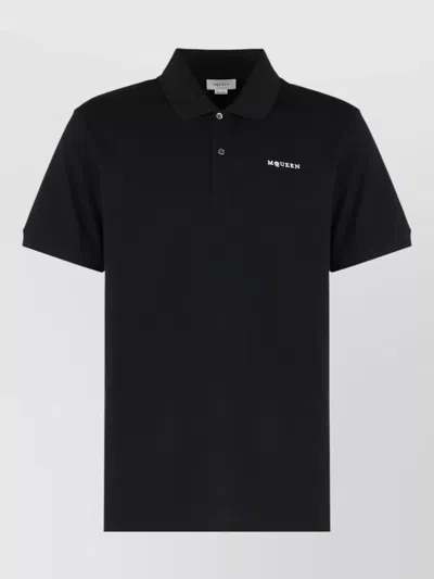 Mc Queen Cotton Viscose Polo Shirt Short Sleeves In Black