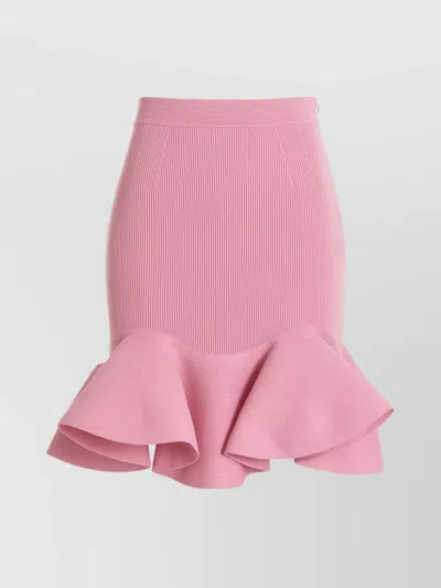 Mc Queen Flared High-waisted Ruffled Skirt In Pink