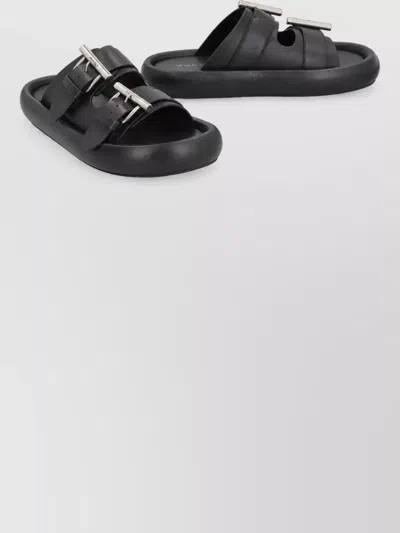 Mc Queen Leather Slides In Black