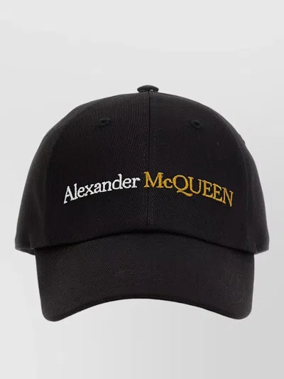 Mc Queen Logo Cap Unisex Structured Curved Peak In Black