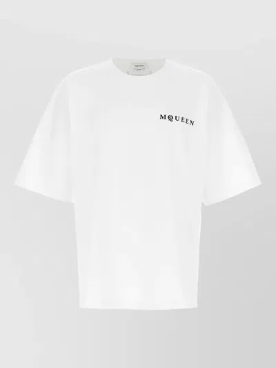 Mc Queen Logo Print Crew Neck Short Sleeve T Shirt In White