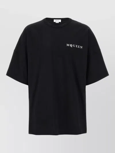 Mc Queen Logo T Shirt Crew Neck Oversized Fit In Black