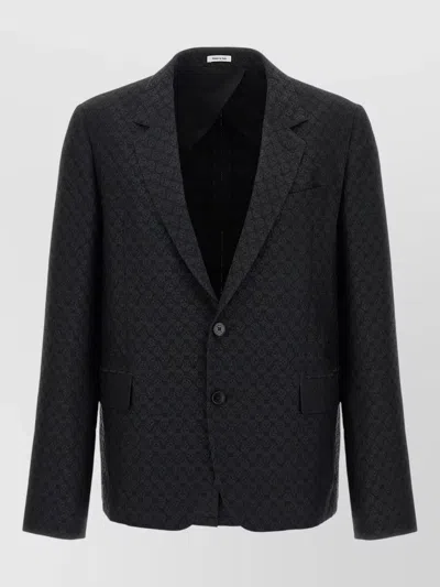 Mc Queen Skull Motif Blazer Single Breasted Design In Black