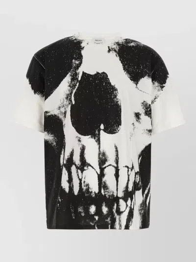 Mc Queen Skull Motif Crew Neck Graphic T Shirt In Multi