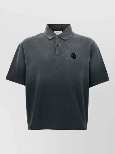 Mc Queen Skull Motif Polo Shirt Short Sleeves In Gray