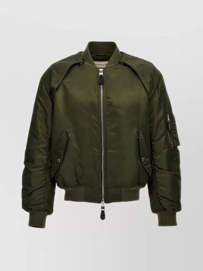 Mc Queen 'strap' Bomber Jacket Detachable Sleeves In Green