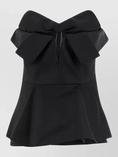 Mc Queen Strapless Bustier Top Bow Peplum Design In Black
