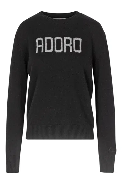 Mc2 Saint Barth Black Jacquard Wool Blend New Queen Sweater In Nero