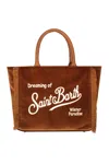 Mc2 Saint Barth Colette Fringed Velvet Tote Bag In Brown