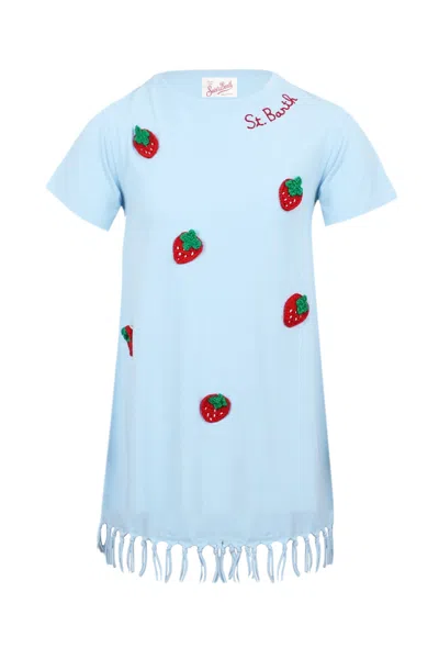 Mc2 Saint Barth Kids' Abbey Dress With Strawberry Patch In Blue