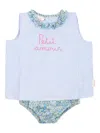 Mc2 Saint Barth Light Blue Suit For Baby Girl With Writing