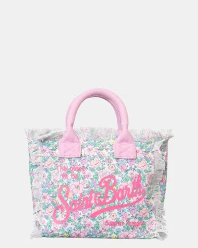 Mc2 Saint Barth Acc. Canvas Small Bag - Violet Flowers 2124 In Pink