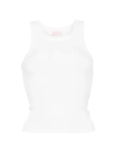 Mc2 Saint Barth Ada Logo-embroidered Tank Top In White