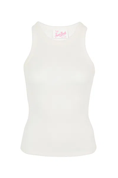 Mc2 Saint Barth Ada Single Shoulder Rib Top White