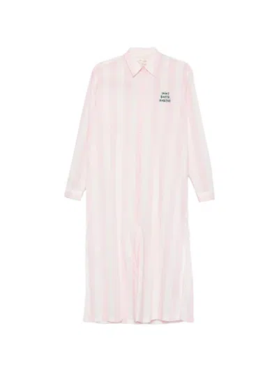 Mc2 Saint Barth Adeline Striped Shirt Midi Dress In Pink