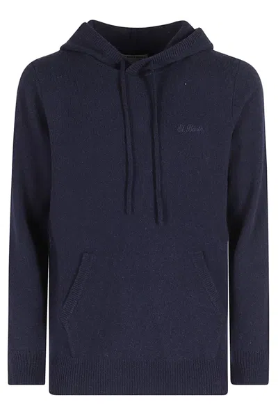Mc2 Saint Barth Mahony - Hooded Lambswool Jumper In Blue