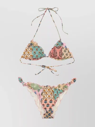 Mc2 Saint Barth Adjustable Straps Ruffle Trim Triangle