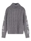 Mc2 Saint Barth Adler Wool Blend Cable Knit Turtleneck Sweater In Gray
