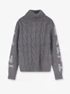 Mc2 Saint Barth Adler Wool Blend Cable Knit Turtleneck Sweater In Gray