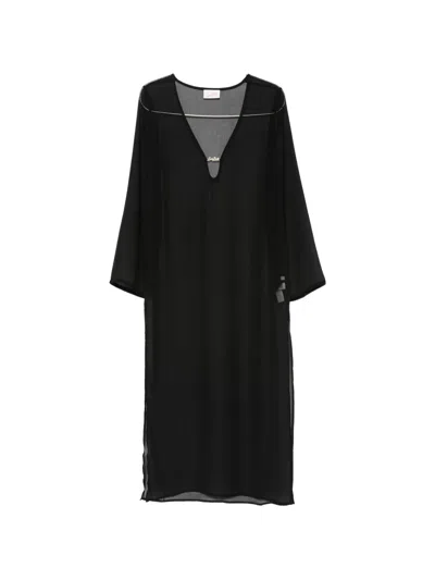 Mc2 Saint Barth Aghata Sheer Midi Dress In Black