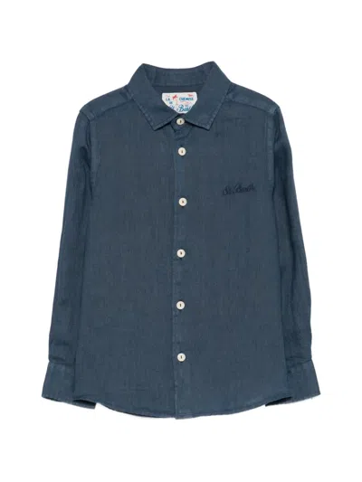 Mc2 Saint Barth Kids' Agnes Embroidered Shirt In Blue