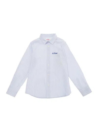 Mc2 Saint Barth Kids' Agnes Light Blue Shirt With Logo Embroidery In Cotton Boy