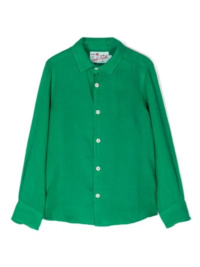 Mc2 Saint Barth Kids' Agnes Linen Shirt In Green