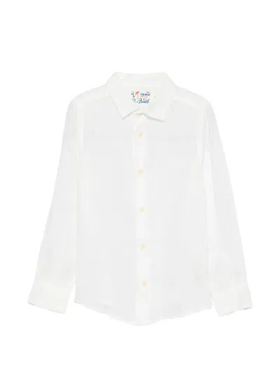 Mc2 Saint Barth Kids' Agnes Logo-embroidered Shirt In White