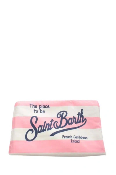 Mc2 Saint Barth Aidan Beach Towel With Striped Print In Pink