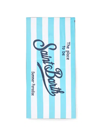 Mc2 Saint Barth Aiden Logo-print Striped Beach Towel In Transparent