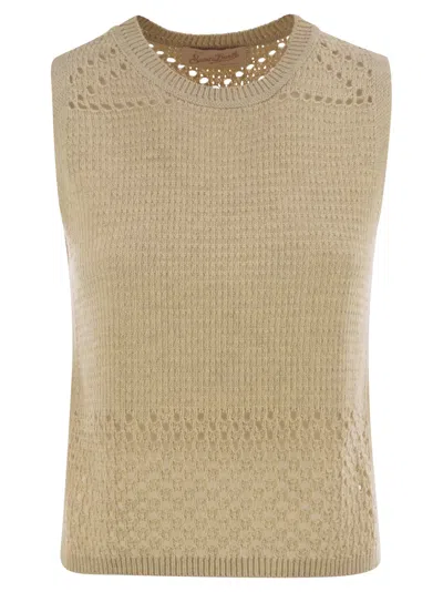 MC2 SAINT BARTH AIRE - CROCHET KNIT AND MESH TOP