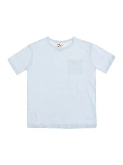 Mc2 Saint Barth Kids' Alex Light Blue T-shirt With A Patch Pocket In Jersey Baby