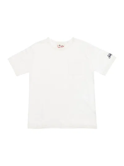 Mc2 Saint Barth Kids' Alex White T-shirt With A Patch Pocket In Jersey Boy
