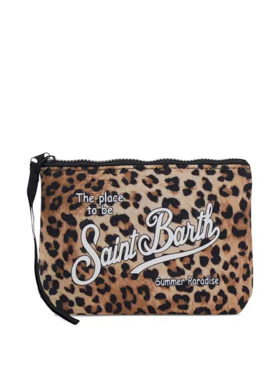 Mc2 Saint Barth Aline Animal-print Clutch Bag In Brown
