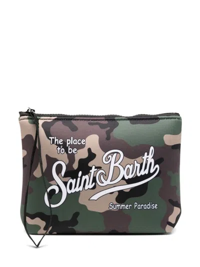 Mc2 Saint Barth 'aline Camouflage' Barley Brown Clutch Bag In Green