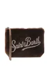Mc2 Saint Barth Pochette Aline Velvet In Velluto Cammello E Strass In Purple