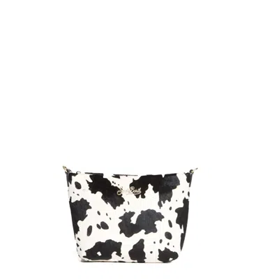 Mc2 Saint Barth Aline Cow-print Leather Clutch Bag In White