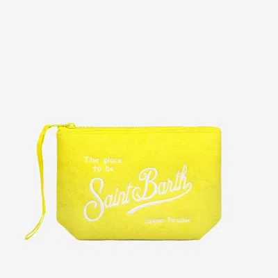 Mc2 Saint Barth Aline Clutch Bag With Logo In Yellow