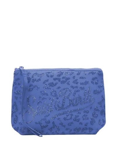 Mc2 Saint Barth Aline Strass Animal-print Clutch Bag In Black