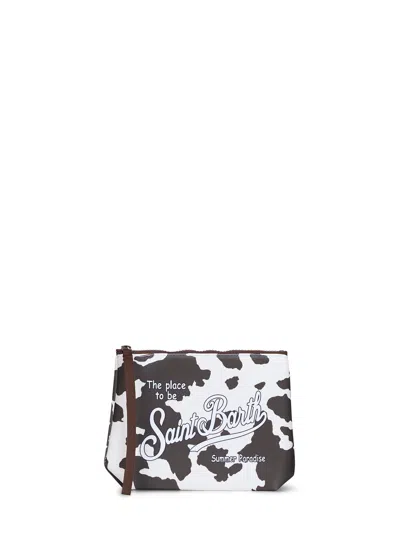 Mc2 Saint Barth Aline Cow-print Clutch Bag In White