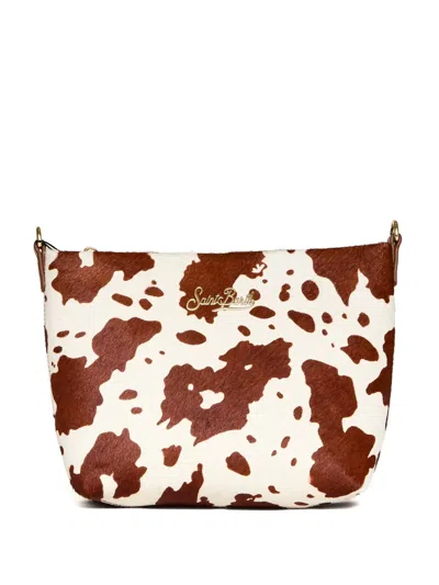 Mc2 Saint Barth Aline Cow-print Clutch Bag In White