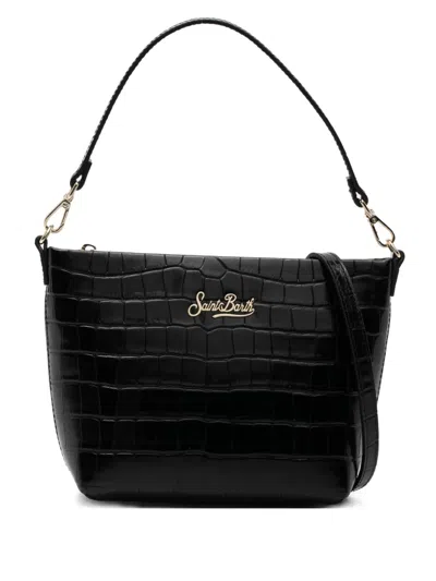 Mc2 Saint Barth Aline Croc-embossed Logo Tote Bag In Black
