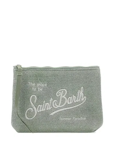 Mc2 Saint Barth Aline Embroidered Clutch Bag In Green