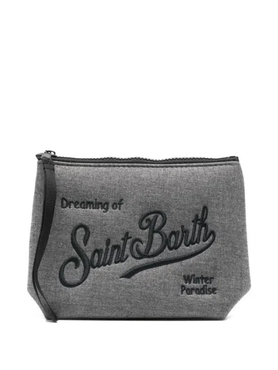 Mc2 Saint Barth Aline Flannel Clutch Bag In Grey  In Gray
